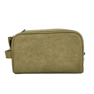 Toilettas Vintage PU Taupe achterzijde 8789