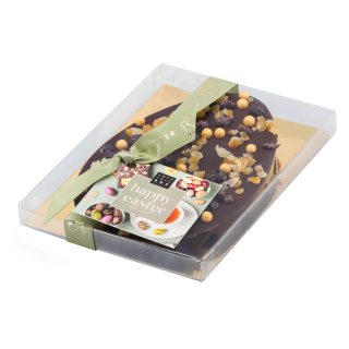 luxe chocolade paasei puur sinaasappel zwarte bes 110gram luxe chocolade paasei puur sinaasappel zwarte bes 110gram