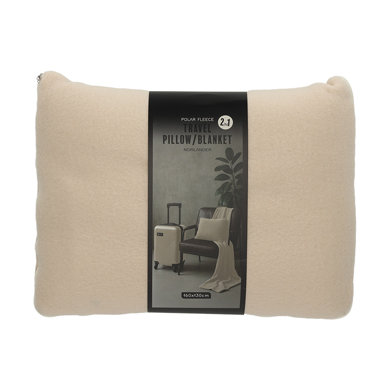 2-in-1 Reis Kussen/Deken Beige - Norländer Norlander 2 in 1 Reis Kussen Deken Beige 29073