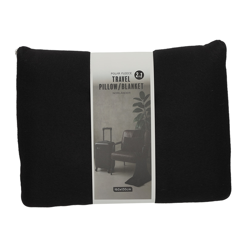 2-in-1 Reis Kussen/Deken Zwart - Norländer Norlander 2 in 1 Reis Kussen Deken Zwart 29074