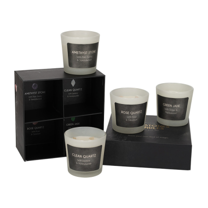 JENS Living Edelsteen Geurkaarsen Zwart set van 4 25899