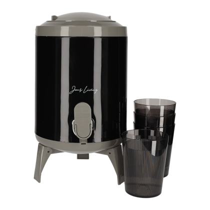 JENS Living Sapdispenser Set met 4 Bekers Zwart 25736