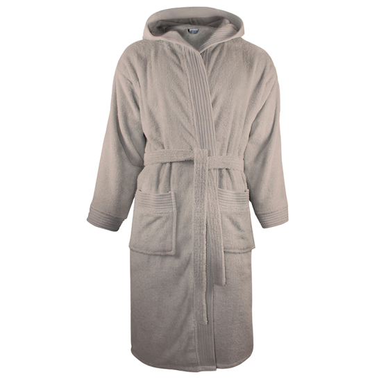 Badjas met capuchon badstof katoen taupe