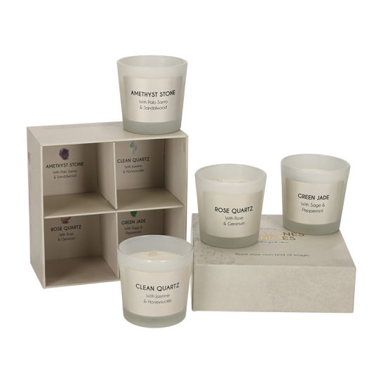 Edelsteen Geurkaarsen Zand set van 4 - JENS Living JENS Living Edelsteen Geurkaarsen Zand set van 4 25900