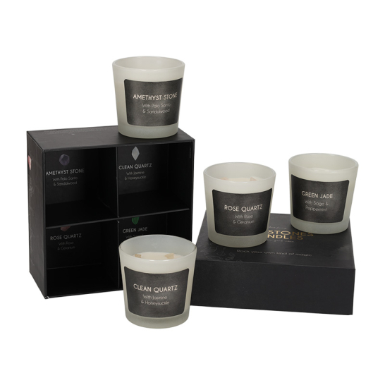 Edelsteen Geurkaarsen Zwart set van 4 - JENS Living JENS Living Edelsteen Geurkaarsen Zwart set van 4 25899