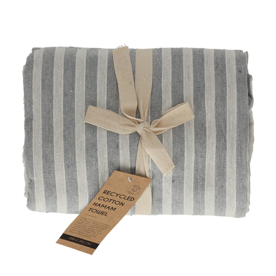 JENS Living Hamamdoek Strepen Grijs 200x200 25860