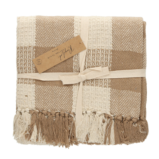 JENS Living Recycled Cotton Plaid Kai Taupe 25856
