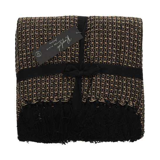 JENS Living Recycled Cotton Plaid Loek Zwart 25854