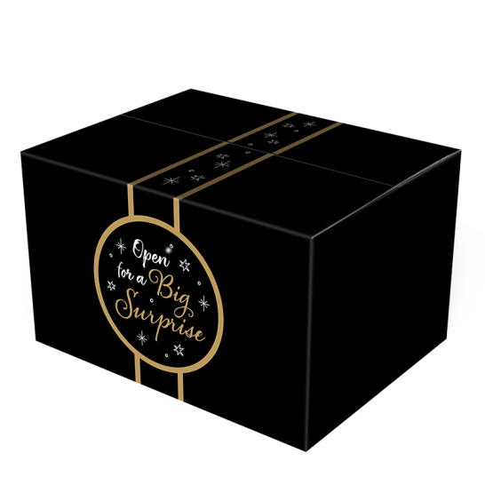 Kerstpakketdoos Big Suprise Black achterzijde