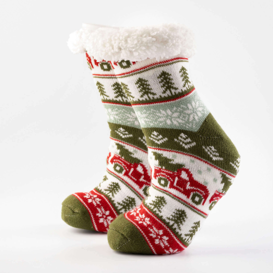 Kerstsokken Driving Home met voering en antislip