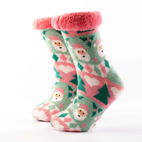 Kerstsokken Jolly Santa met voering en antislip