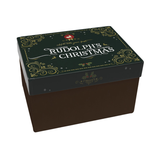 Geschenkdoos Rudolph - zwarte bodem & losse deksel Rudolph zwarte bodem