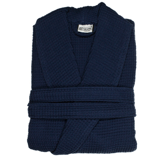 Wafel Badjas Navy Blue Katoen