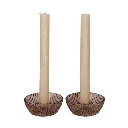 jens living giftset kandelaar kaars bruin 2 25625