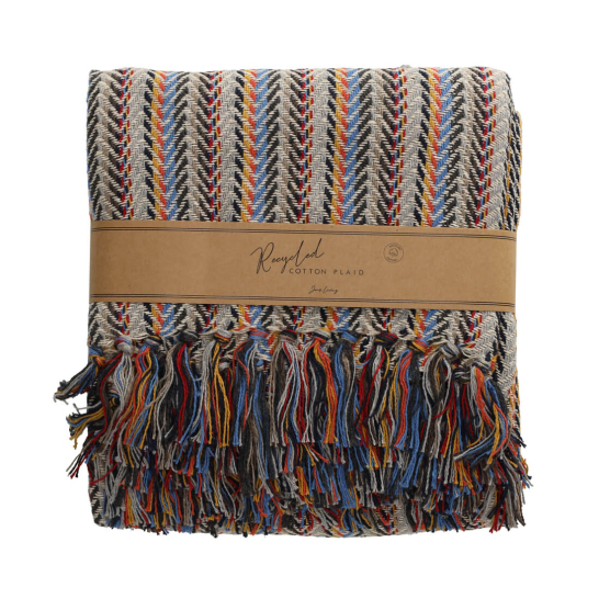 jens living recycled cotton plaid pip multicolor 25649