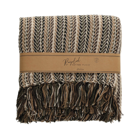 jens living recycled cotton plaid pip naturel 25650