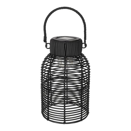 jens living solar lantaarn rotan zwart 25474