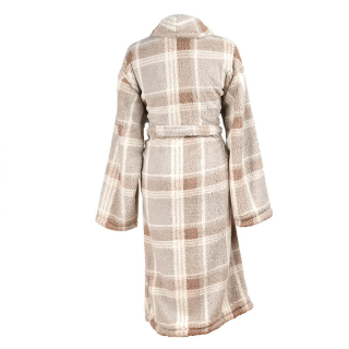 Badjas Sherpa Recycled Ruit Zand achterkant