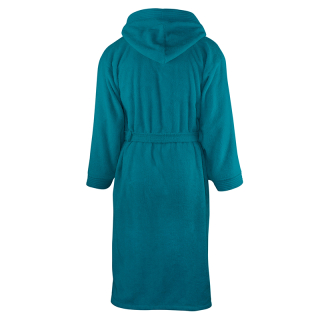 Badjas met capuchon badstof katoen turquoise 1