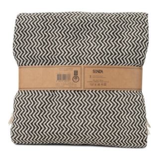 JENS Living Recycled Cotton Plaid Visgraat Zwart 130x180cm achterzijde sleeve