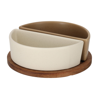 JENS Living Serveerset Faas Wit Taupe 25831 JENS Living Serveerset Faas Wit Taupe 25831