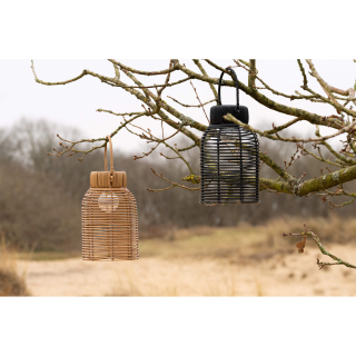 Solar Lantaarn rotan zwart bruin 25473