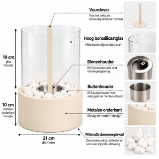 Tafelhaard XL Bio Ethanol Zand Housevitamin 21x21x28cm 1